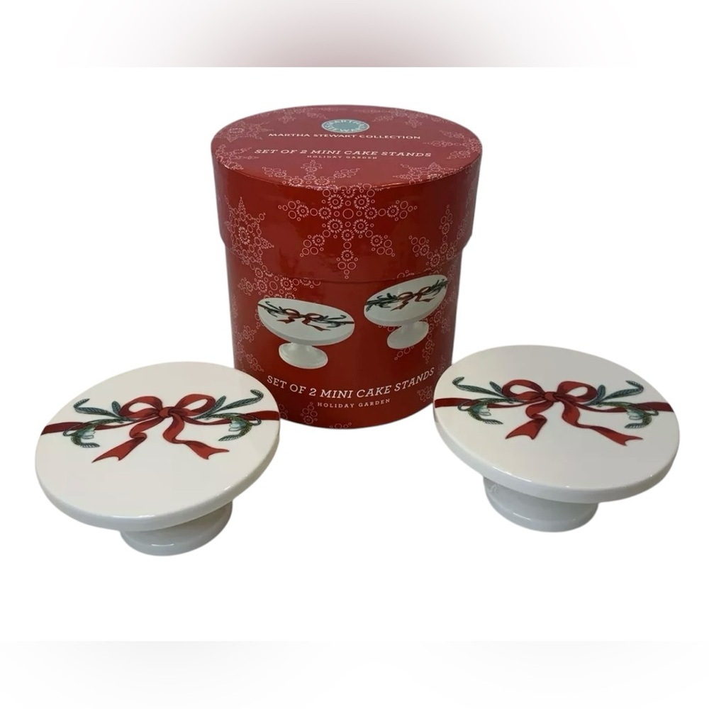 Martha Stewart 2 Mini Cake Cupcake Stands Holiday Garden Set Vintage NIB
